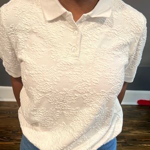 White Lace Collared Top